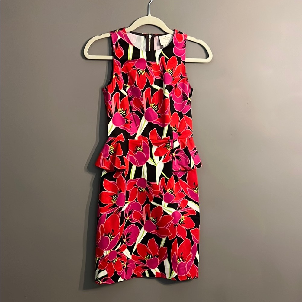Kate Spade Snap Dragon Red and Black Sheath Mini Dress